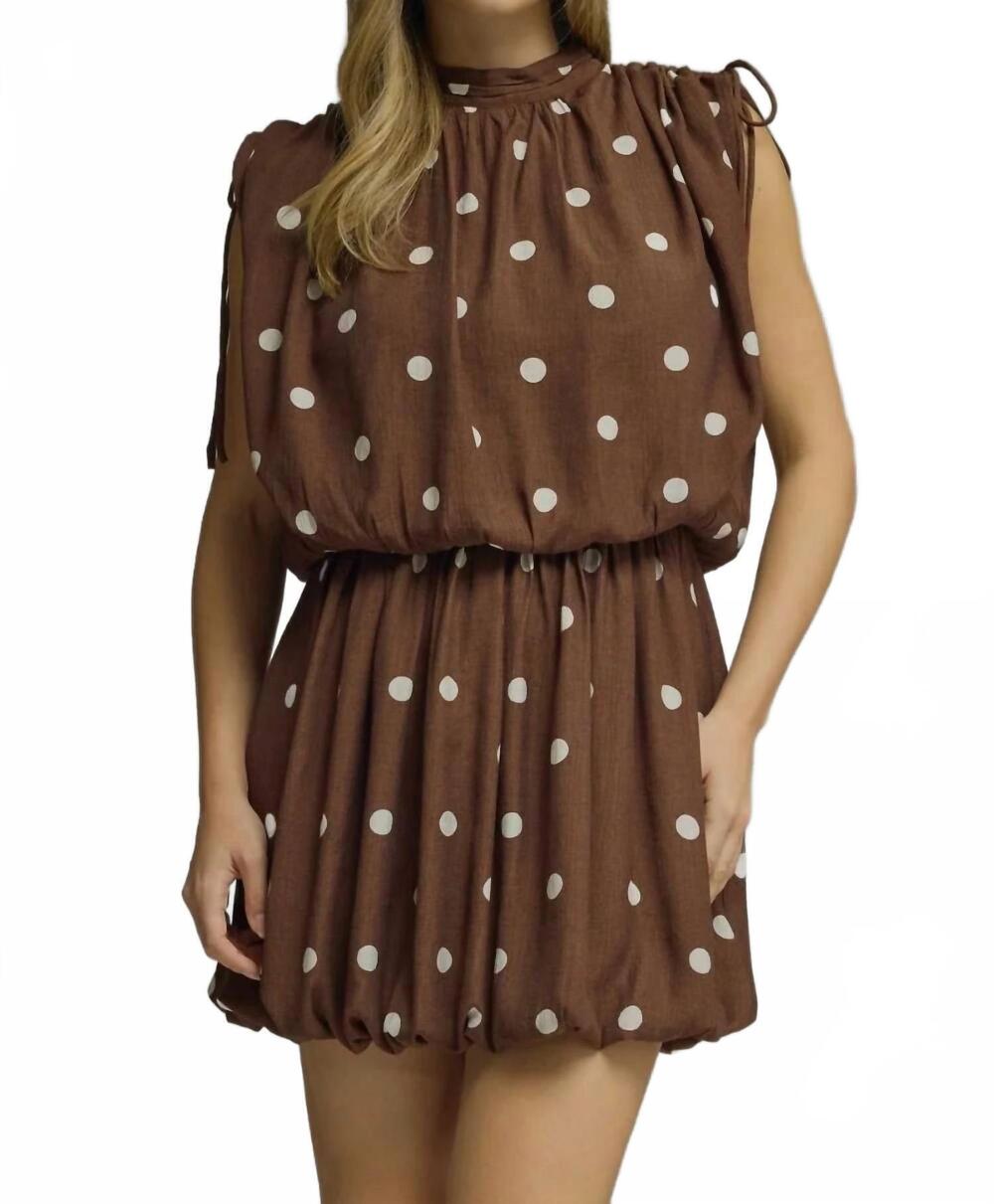 NEW ENTRO dayton dot dress in brown